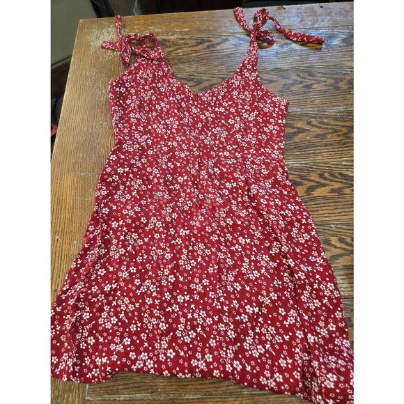 Reformation Yves Red Floral Mini Dress Size 12 - Picture 4 of 4